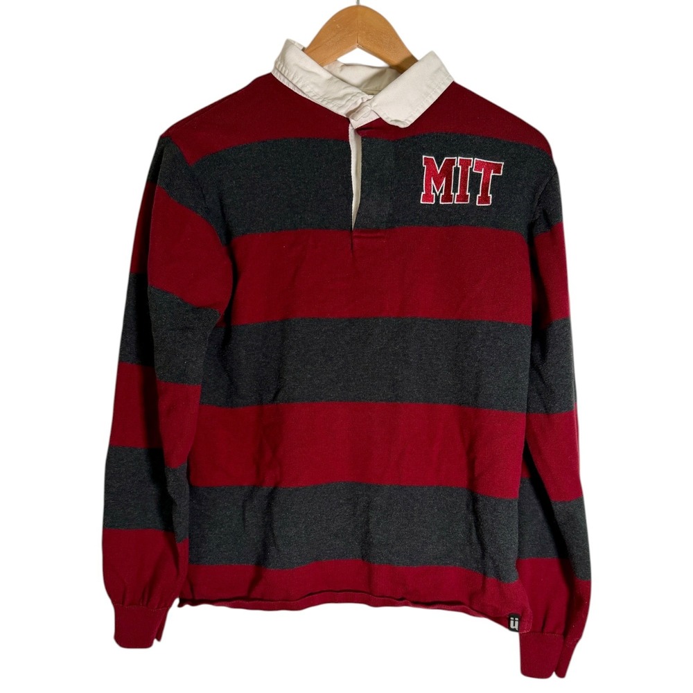 Bruzer Vintage Men's MIT‎ Striped Rugby College Polo Shirt Red Small